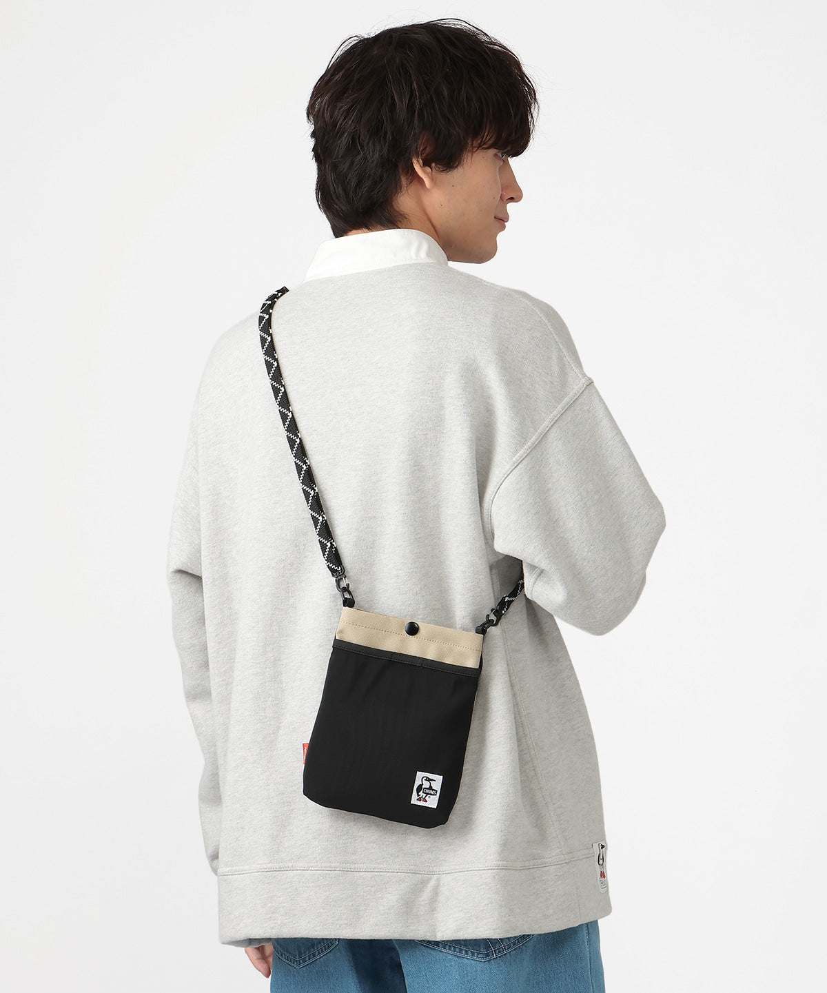 CHUMS RECYCLE MESH POCKET SHOULDER BAG - DULL BLUE
