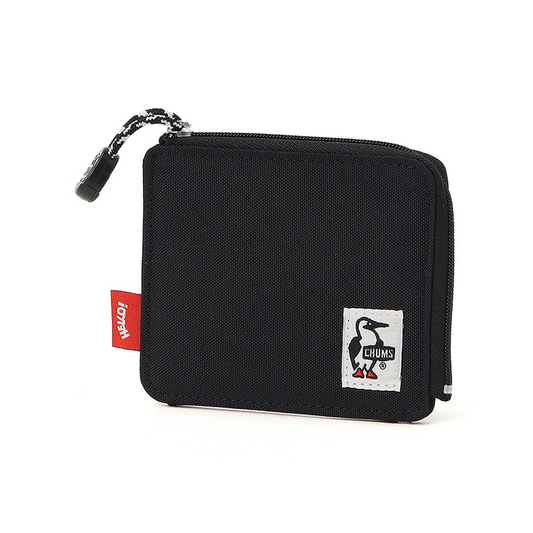 CHUMS RECYCLE L-SHAPED ZIP WALLET - BLACK