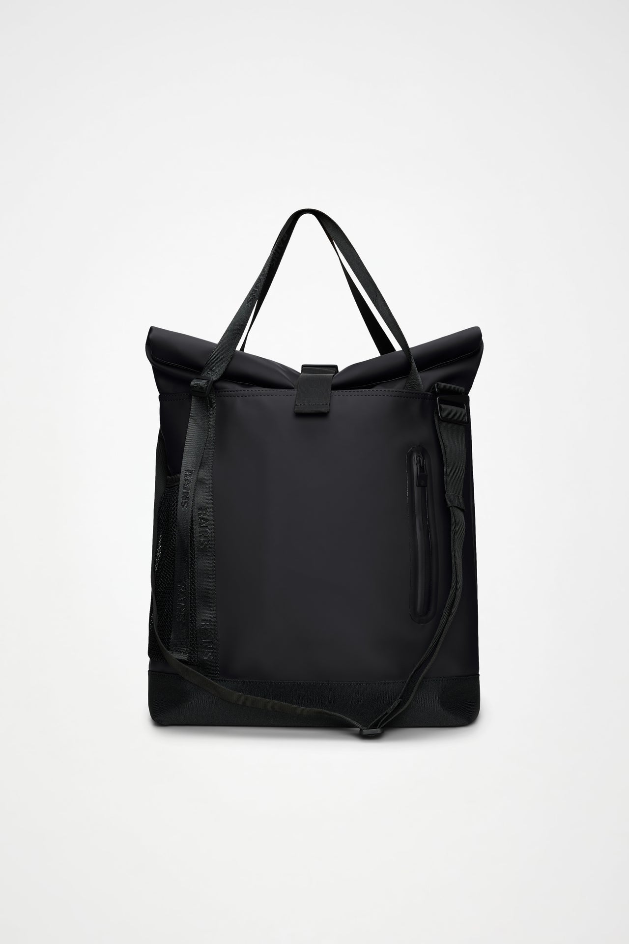 RAINS TRAIL ROLLTOP TOTE BAG W3 BLACK