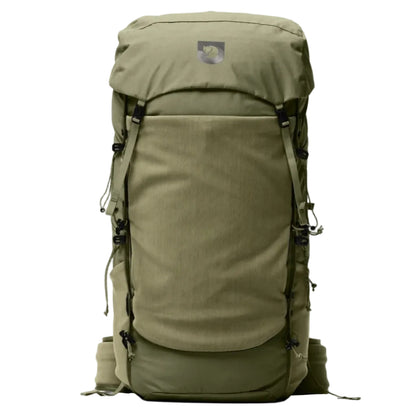 Green backpack on a white background