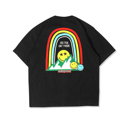 OUTSIDE X SMILEY RAINBOW T-SHIRT